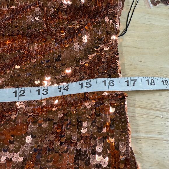 Mac Duggal NWT One Sleeve Fully Sequined High Slit Maxi Dress Copper Size 12 - Picture 7 of 10